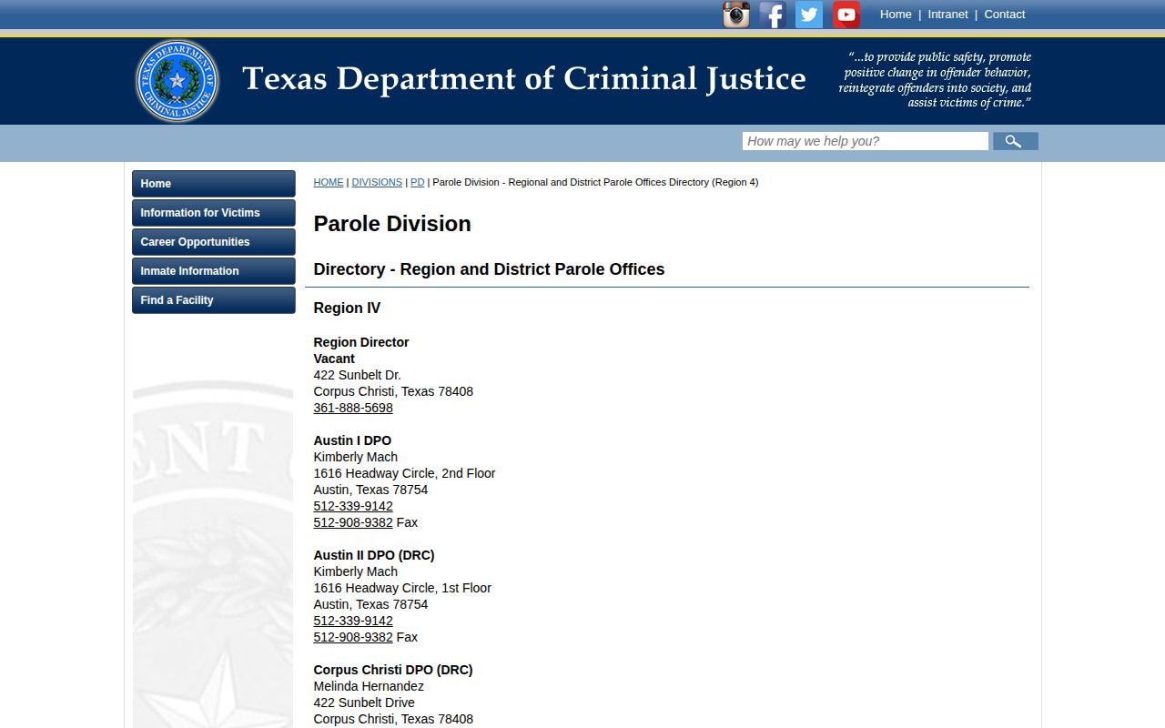 La Salle County parole supervision office record